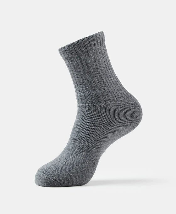 Compact Cotton Terry Crew Length Socks With StayFresh Treatment Charcoal Melange Free Size