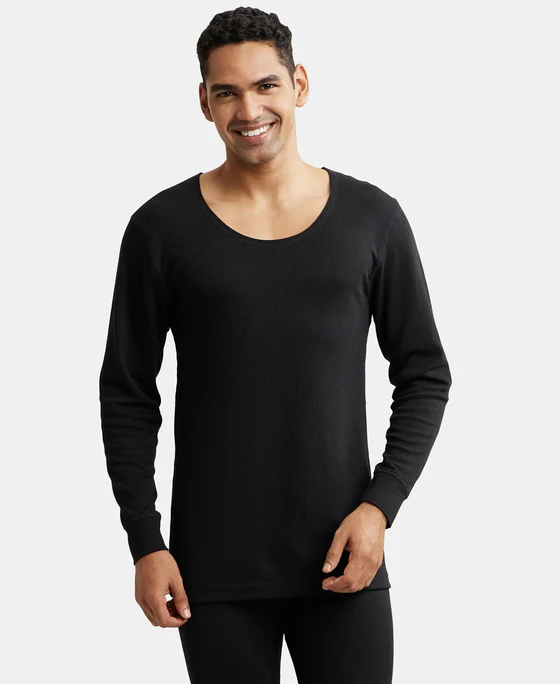 Super Combed Cotton Rich Full Sleeve Thermal Undershirt with StayWarm Technology Black M
