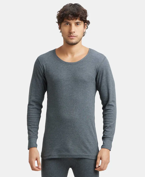 Super Combed Cotton Rich Full Sleeve Thermal Undershirt with StayWarm Technology Charcoal Melange M